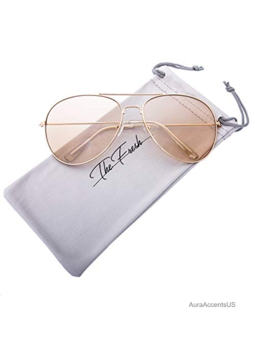 Oversized Aviator Sunglasses UV400 Light Color Lens Gift Box